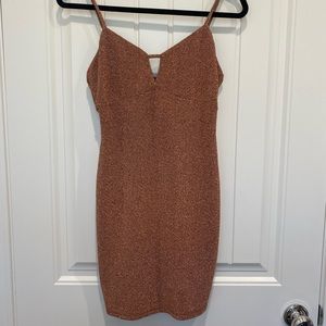 Sparkly Copper Skinny Strap Mini Dress